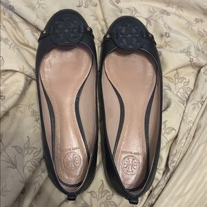 Tory Burch Gabrielle Black Leather Flats